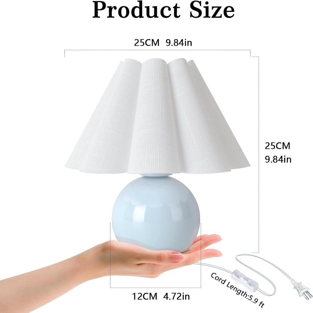 Light Blue Small Bedside Mini Table Lamp, Cute Bedroom Lamps for Nightstand, Cute Mini Table Lamps for Small Spaces