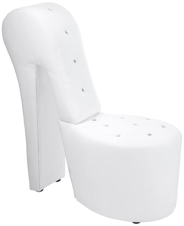 Tristam 40" Modern Glam High Heel Lounge Chair - White Faux Leather