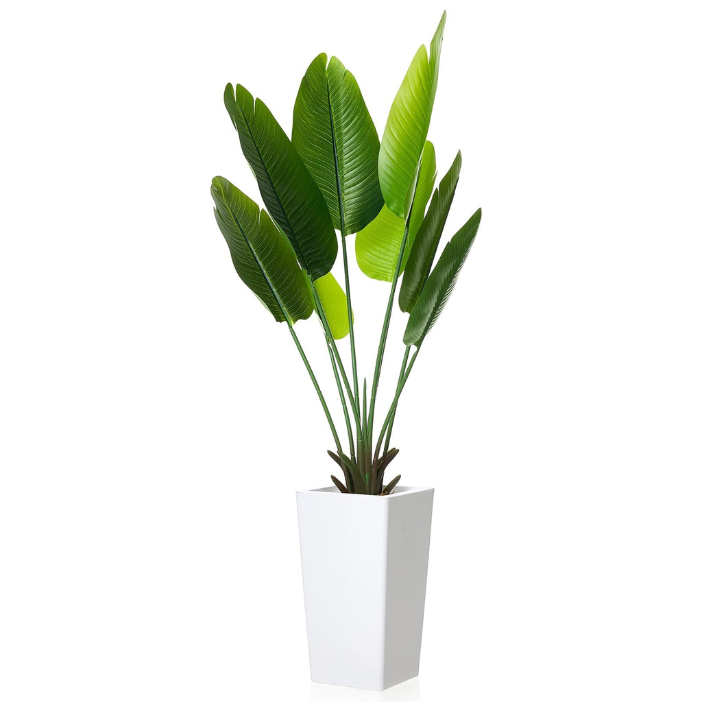 4.7FT Artificial Banana Leaf Tree Indoor, 56" Bird of Paradise Faux Floor Plant Tree, Large Fake Tropical Potted