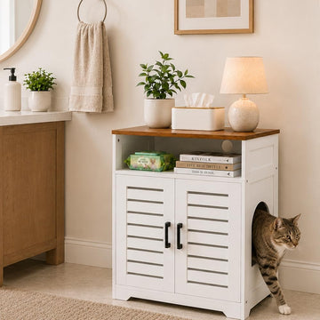 Cat Litter Box Enclosure, Odor Control Hidden Cabinet