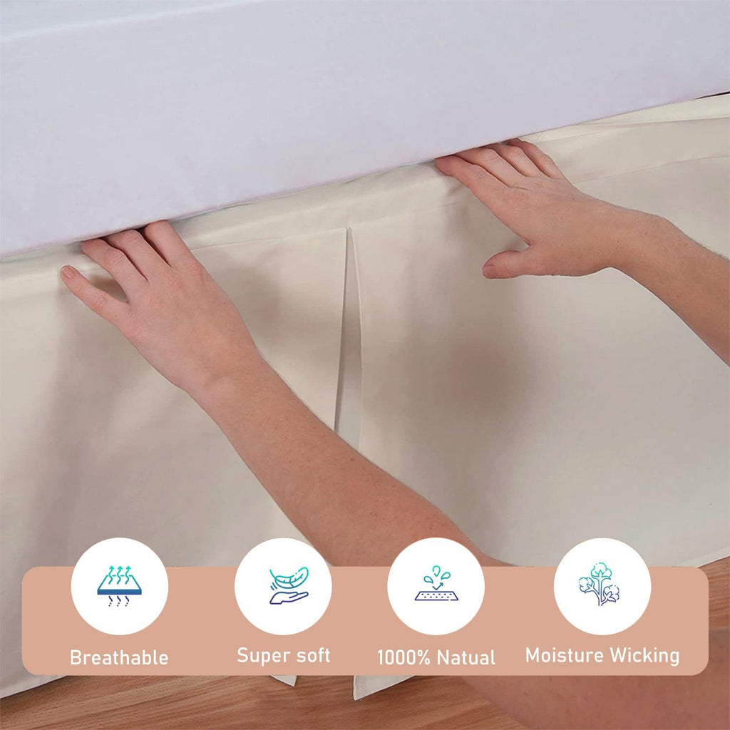 800 Thread Count 100% Egyptian Cotton Hotel Quality Luxurious Box Pleated Bed Skirt Easy Fit with 15 Inch Drop Length
