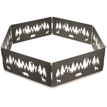 36-Inch Folding Portable Campfire Fire Pit Ring Heavy-Duty Steel Wood-Burning Firepit Liner for Outdoor Camping