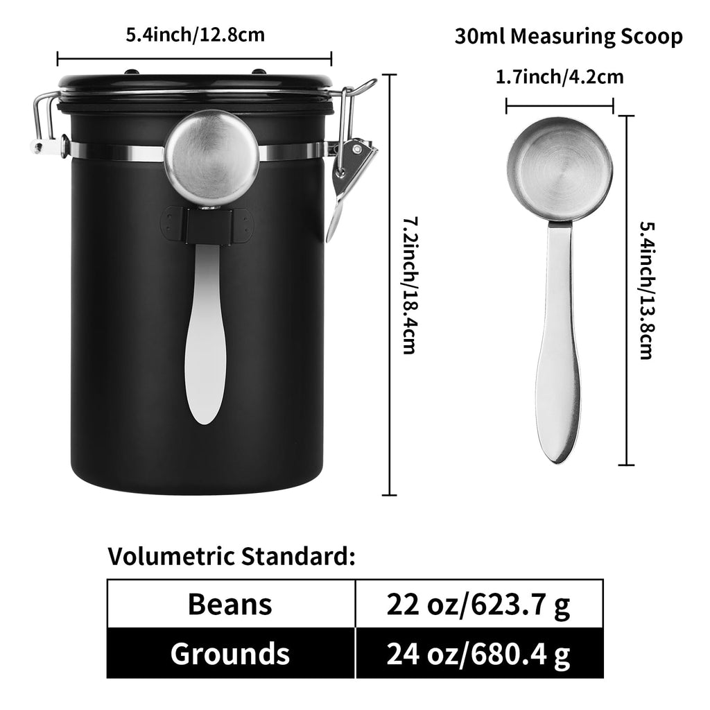 22oz Stainless Steel Airtight Coffee Canister with Date Tracker