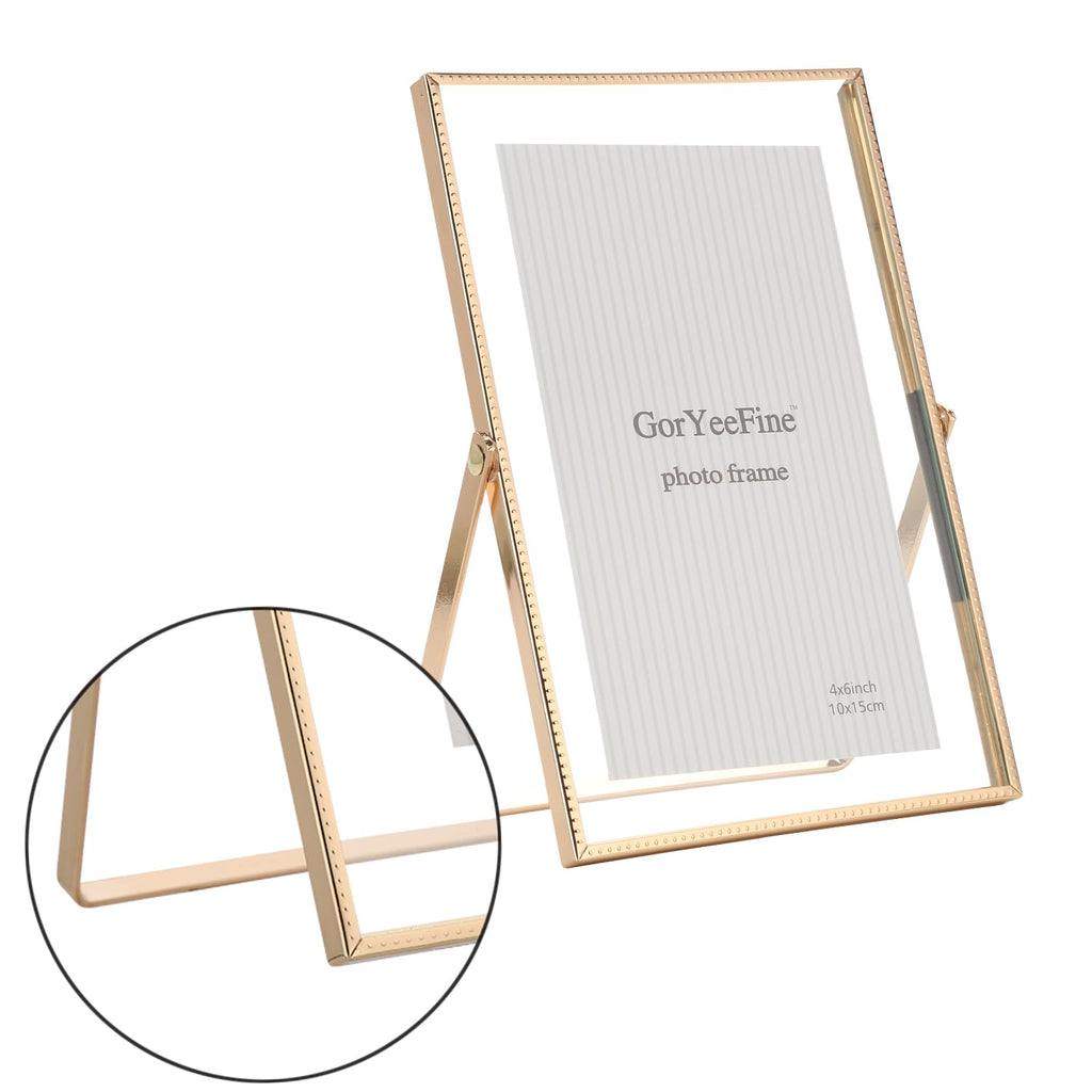 Gold 5x7'' Floating Frame Set of 2, For Photo Sizes (3.5 x5'', 4x 6'' up to 5x7'' ), Beautiful Metal Lace Edge Frames