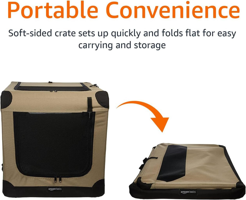 Portable Folding Soft Dog Crate, Double Door, Collapsible Travel Kennel, Easy to Assemble, Medium