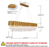 Luxury Modern Crystal Linear Chandelier Lights Pendant Ceiling Light Oval Raindrop Contemporary Chandeliers Lighting Fixture for Kitchen Island Dining Living Room Bedroom Gold W51 A107-B07NWC3BT1