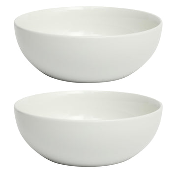 Extra Large Serving Bowls Set of 2-100 oz 10-Inch White Porcelain Salad Bowl Set, Stackable Ceramic Kitchen