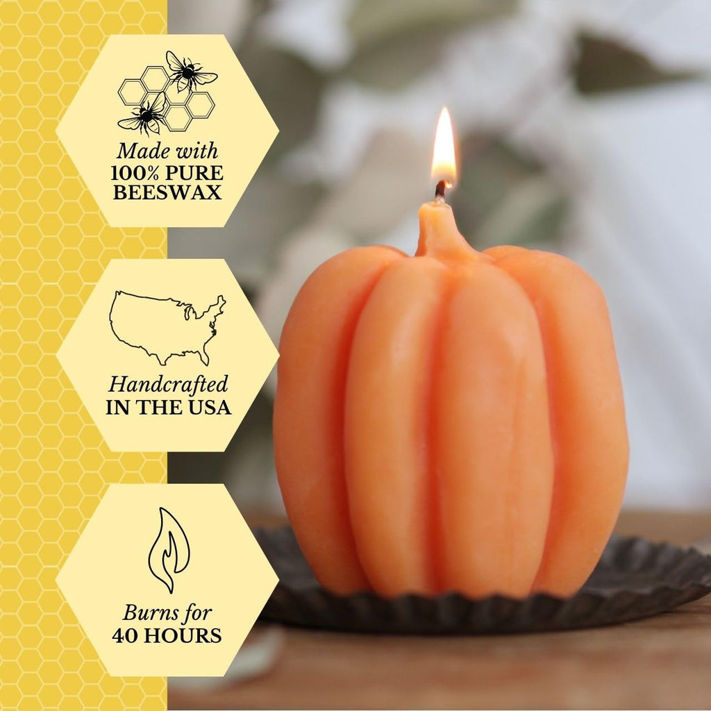 Beeswax Pumpkin Candle, Orange (3 x 3.25in)