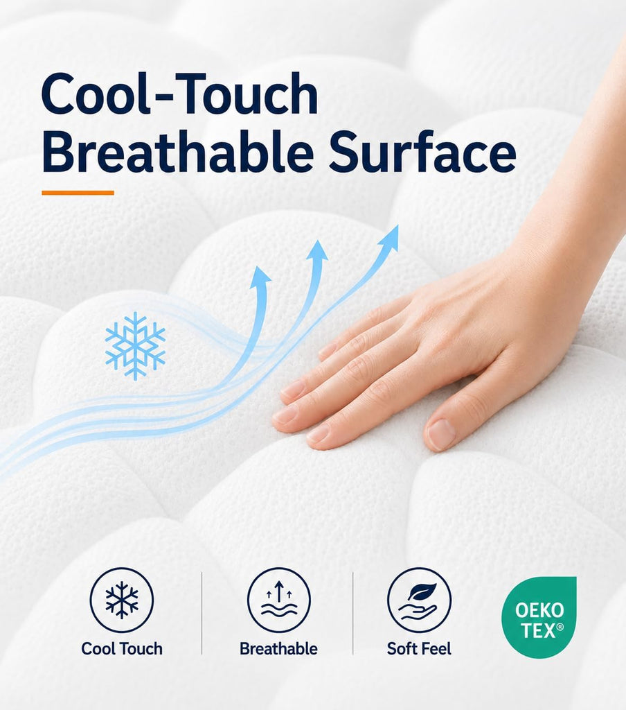 King Size Mattress 14Inch, Medium Firm Fiberglass-Free Hybrid Mattress Memory Foam Individually Pocket Coils with