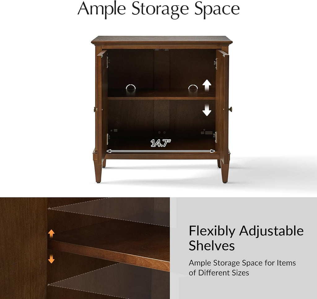 Accent Storage Cabinet with Adjustable Shelf, 2-Doors Transitional Sideboard Buffet with Solid Wood Legs & Vintage