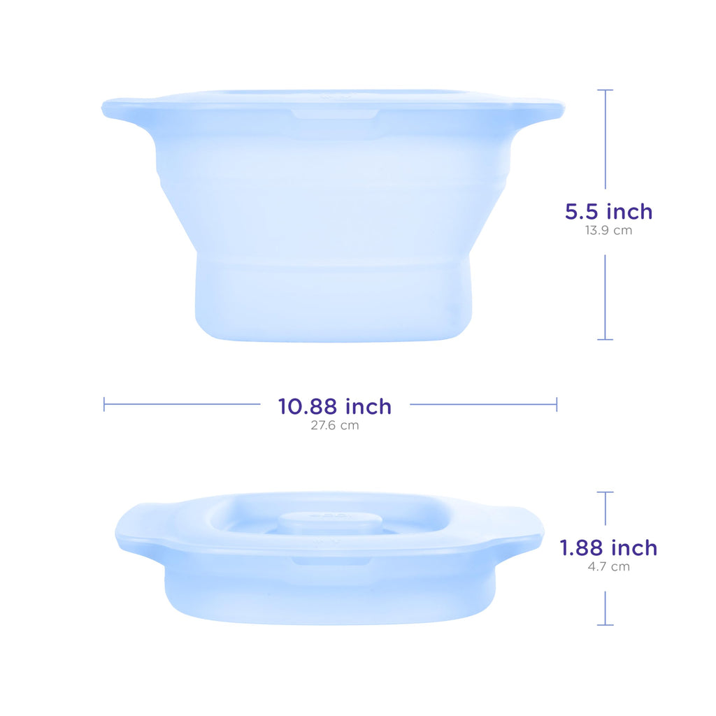 3-in-1 Collapsible Microwave Baby Bottle Sterilizer Wash Bin, Blue