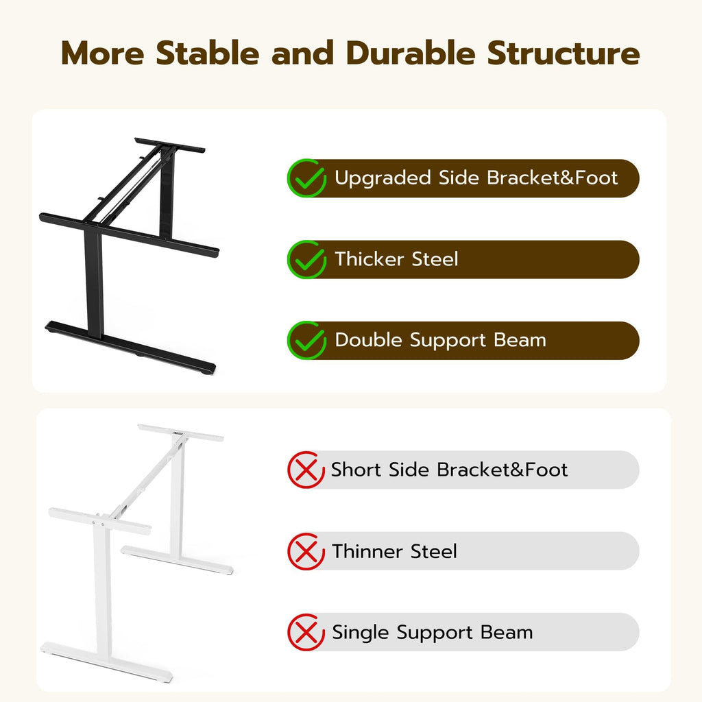 L Shaped Electric Standing Desk, 59x40 Reversible, Oak