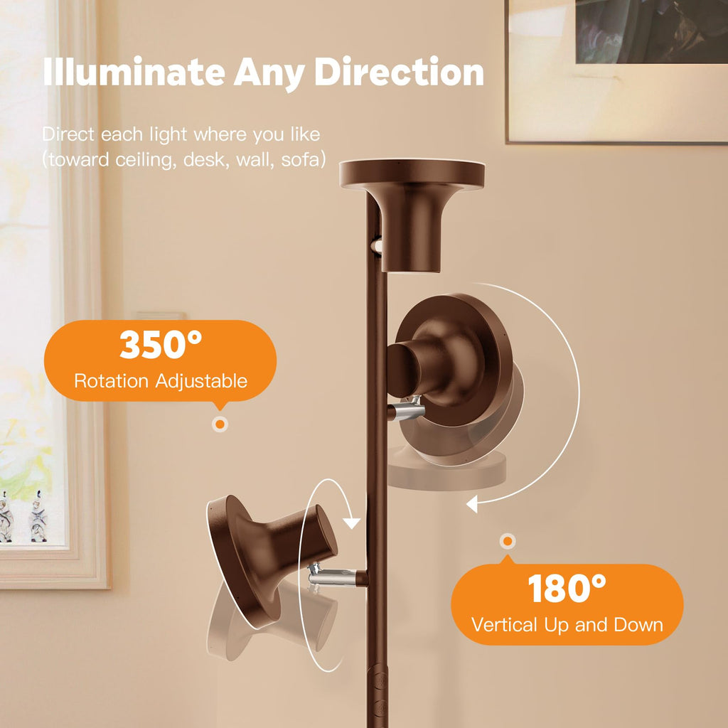 36W LED Tree Floor Lamp, Modern Dimmable Standing Lamp with Remote & Touch Control, 4 Color Temperatures, 3 Rotatable