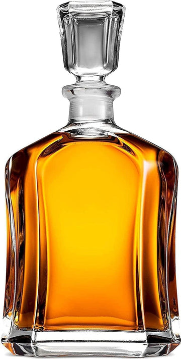 Whiskey Decanter- 23.75 oz for Vodka Bourbon Brandy & other Spirit-Airtight Liquor Dispenser for Mini Bar, Gift