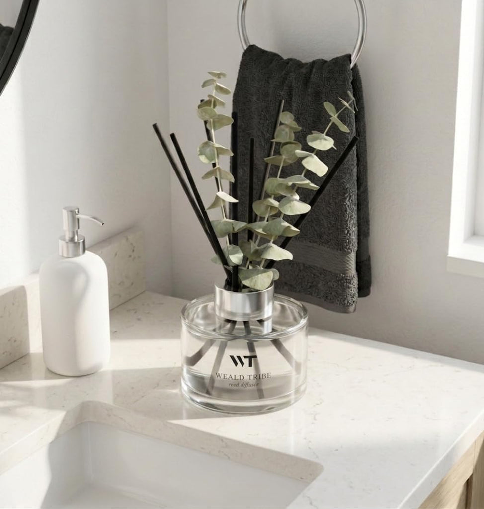 Flower Reed Diffuser Set Wild Eucalyptus Mint Scent Accessories Shelf Decor & Air Fresheners, Sticks Defusers - Set of 51