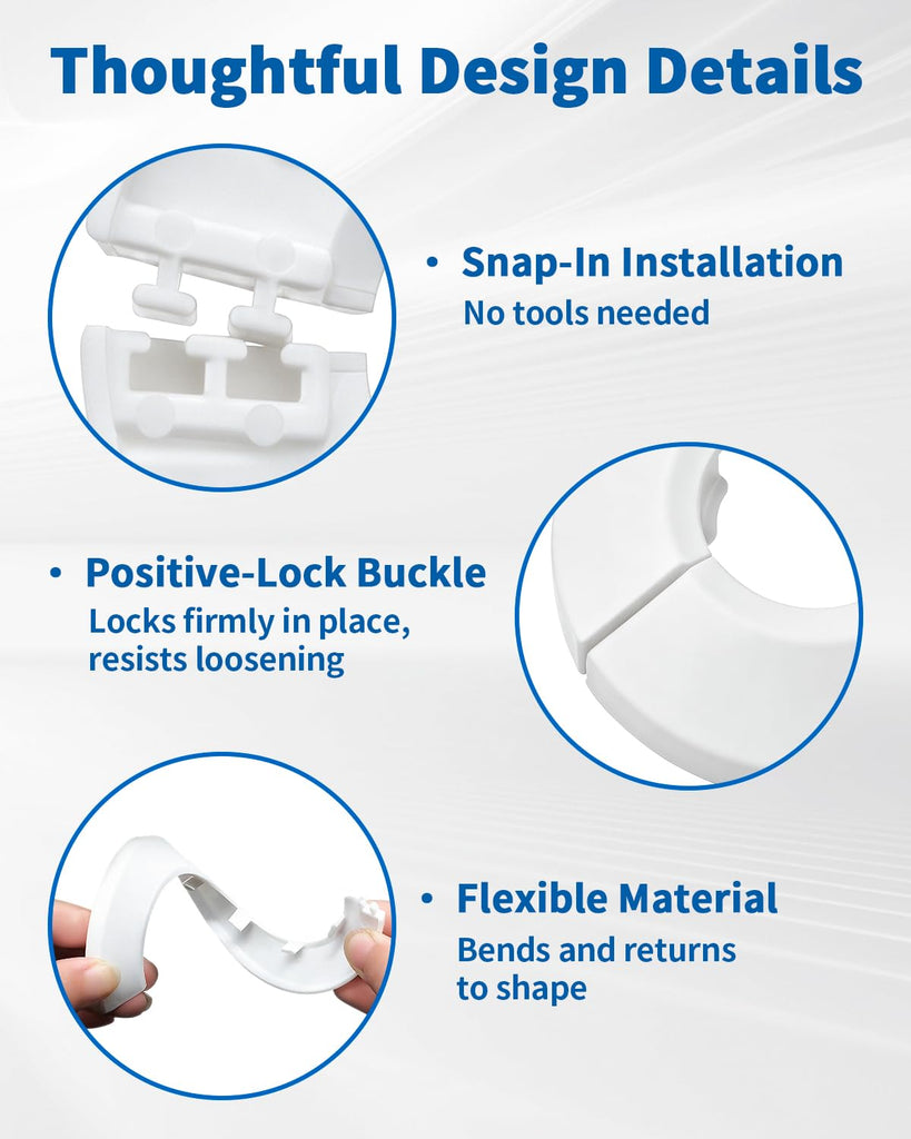 9 PCS Fit 3/4 Inch Flange Water Pipe Cover Decoration 20mm(3/4"), 3/4" Escutcheon Plate, Plastic PP White Snap-On