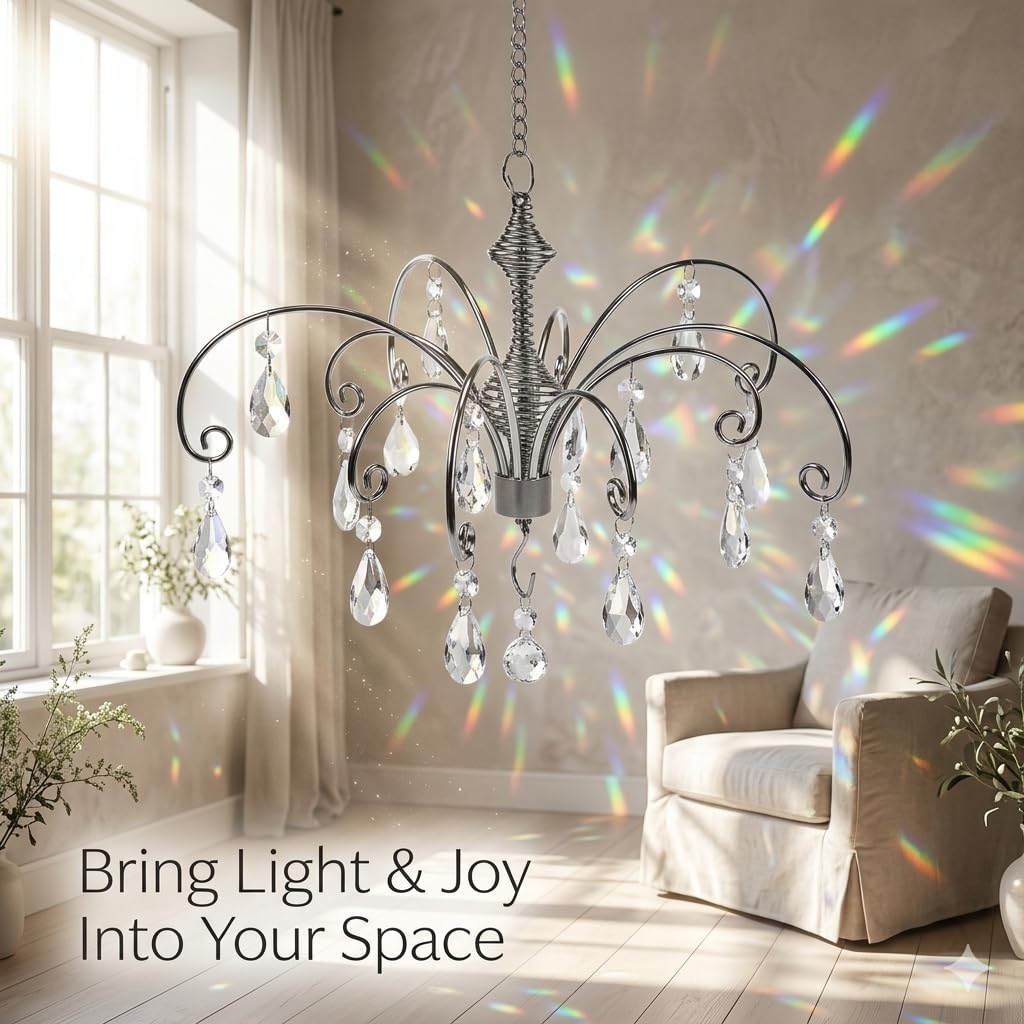 Crystal Suncatcher 2 Pcs 12" Prism Window Hanging Display Silver