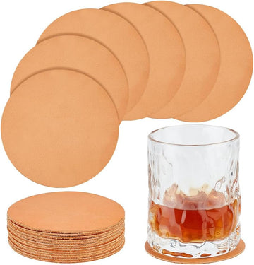 Genuine Leather Coasters 3.1 Inch Peru Round Leather for Coasters 2mm Thick Round Blank Genuine Leather - Set of 30