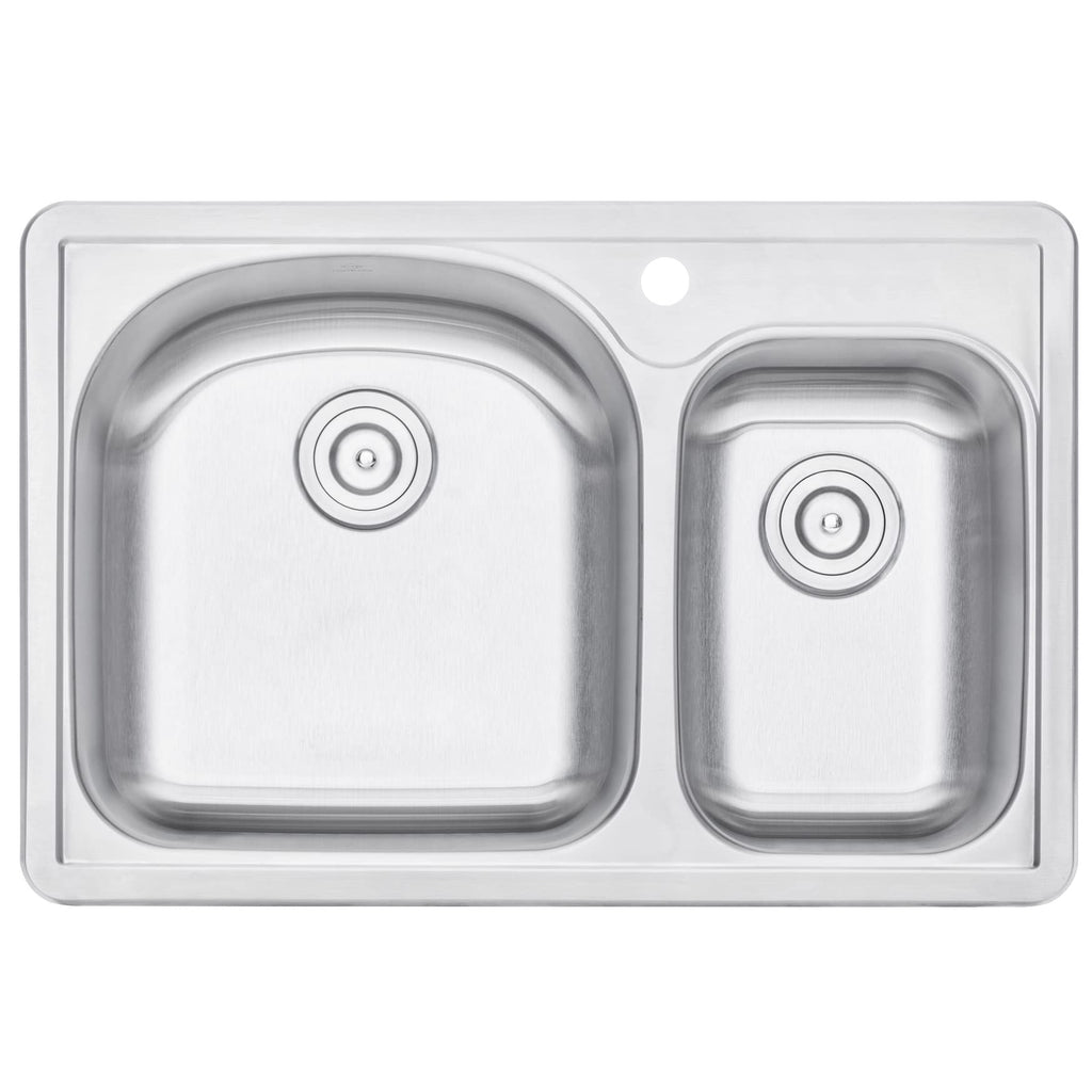 CozyBlock 33" x 22" 70/30 Double Bowl Drop- Sink with Strainer