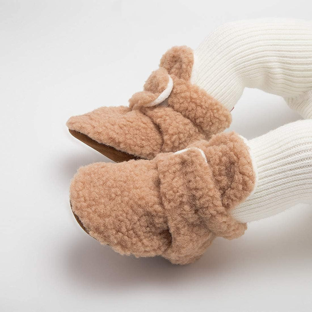 Baby Boy Girl Soft Fleece Booties Stay On Infant Slippers Socks Shoe Non Skid Gripper Toddler First Walkers