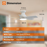 Ceiling Fans with Lights, 32inch Low Profile Ceiling Fan with Light and Remote Control, Flush Mount, Reversible, 3CCT, Dimmable, Quiet, White Small Ceiling Fan for Bedroom Indoor/Outdoor Use A103-B0CLNL7D1P