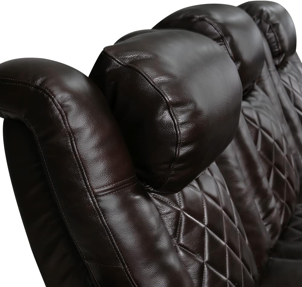 Tuscany Home Theater Seat - Nappa Leather Power Recliner with Cool Gel Memory Foam, USB-C/A Charging, RGB LED Lights