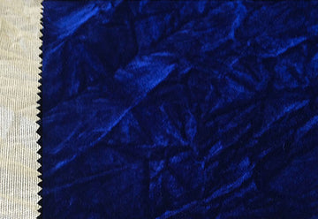 M 5 Yard Lot Crushed Velvet Royal Blue Upholstery Fabric