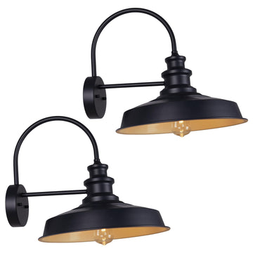 16" Extra Large Solar Barn Lights Outdoor, Black Industrial Outside Lighting Fixture Wall Mount, Dusk to Dawn