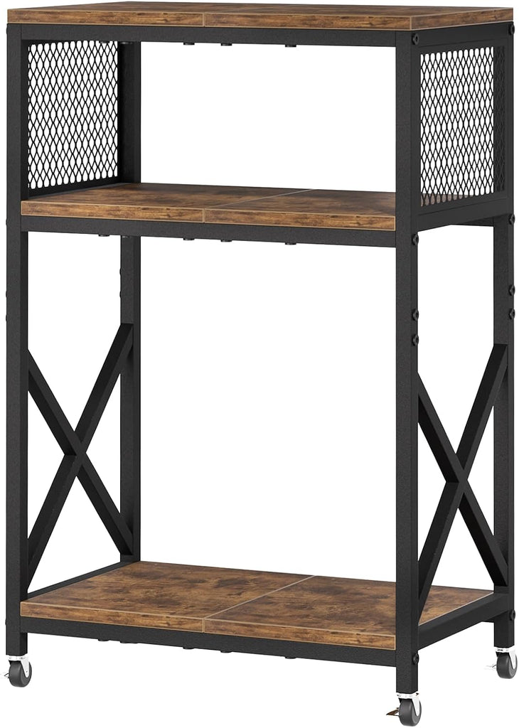 10 Gallon Aquarium Stand, 3-Tier Fish Tank Stand with Wheels, Heavy Duty Metal Frame with Mesh Side Panels
