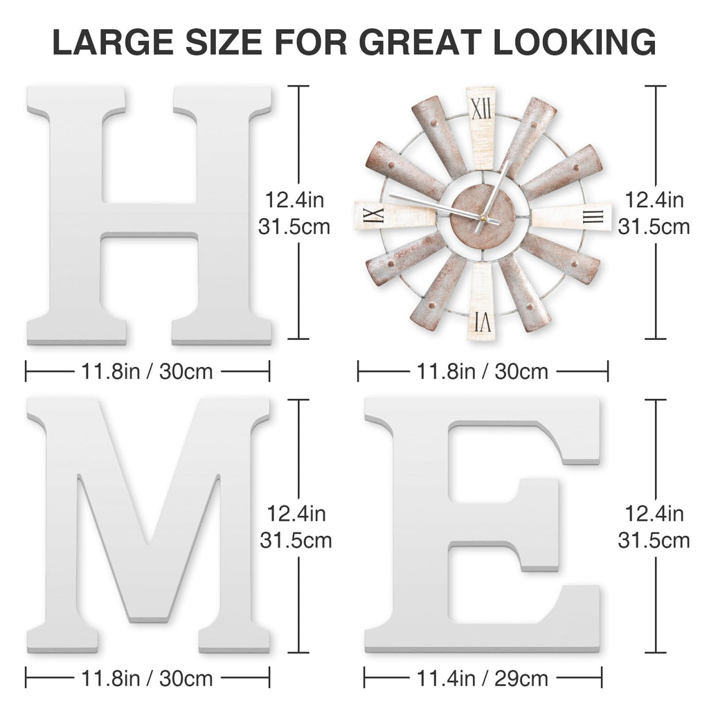 Farmhouse Home Signs with Windmill Clock Wall Decor Rustic Home Letters Wall Art Kitchen Entryway Dining Room Bedroom