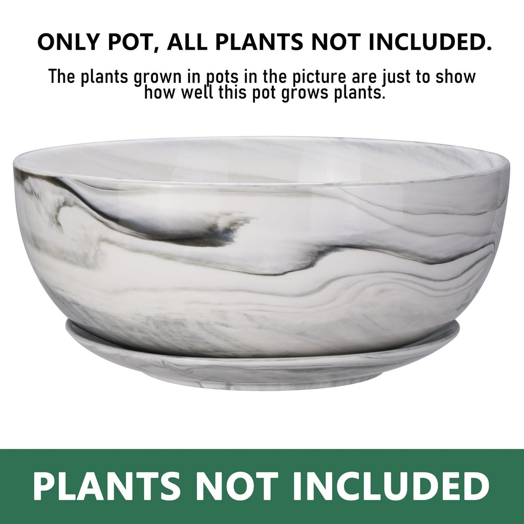 10Inch Large Planter Marble Pattern Ceramic Succulent Planter Big Plant Pot Succulents Container Flower Pot Indoor