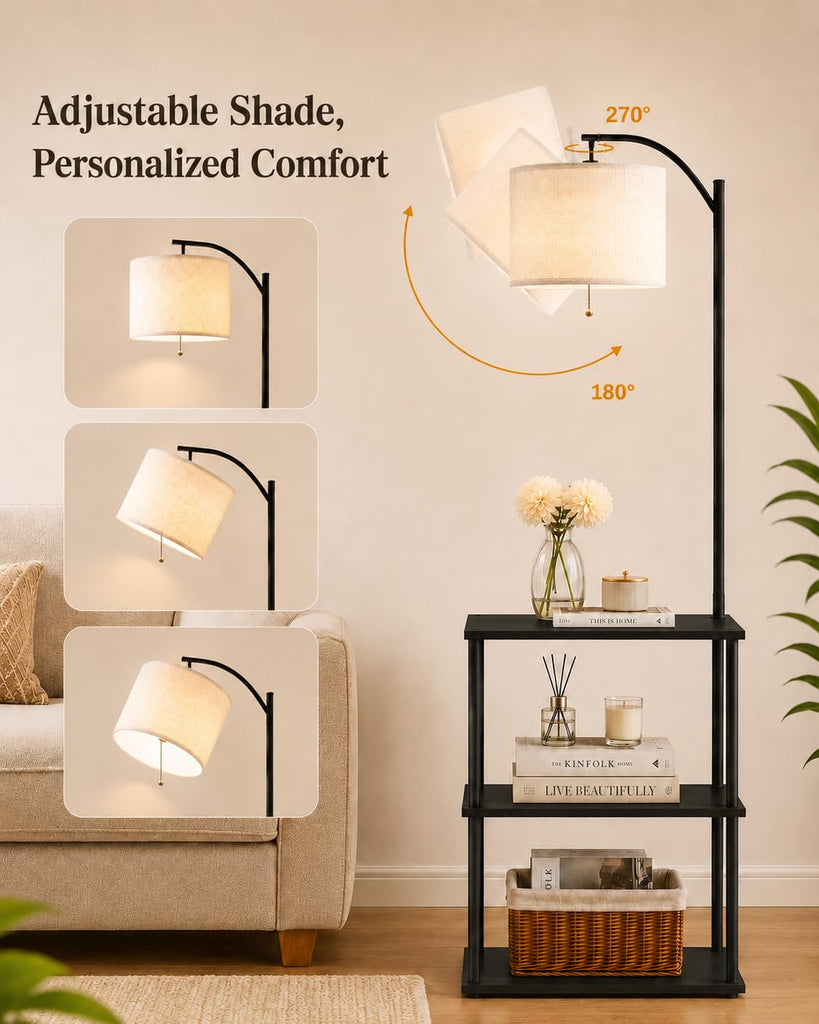 Floor Lamp with Table, Side Table, 3 CCT 9W LED Bulb
