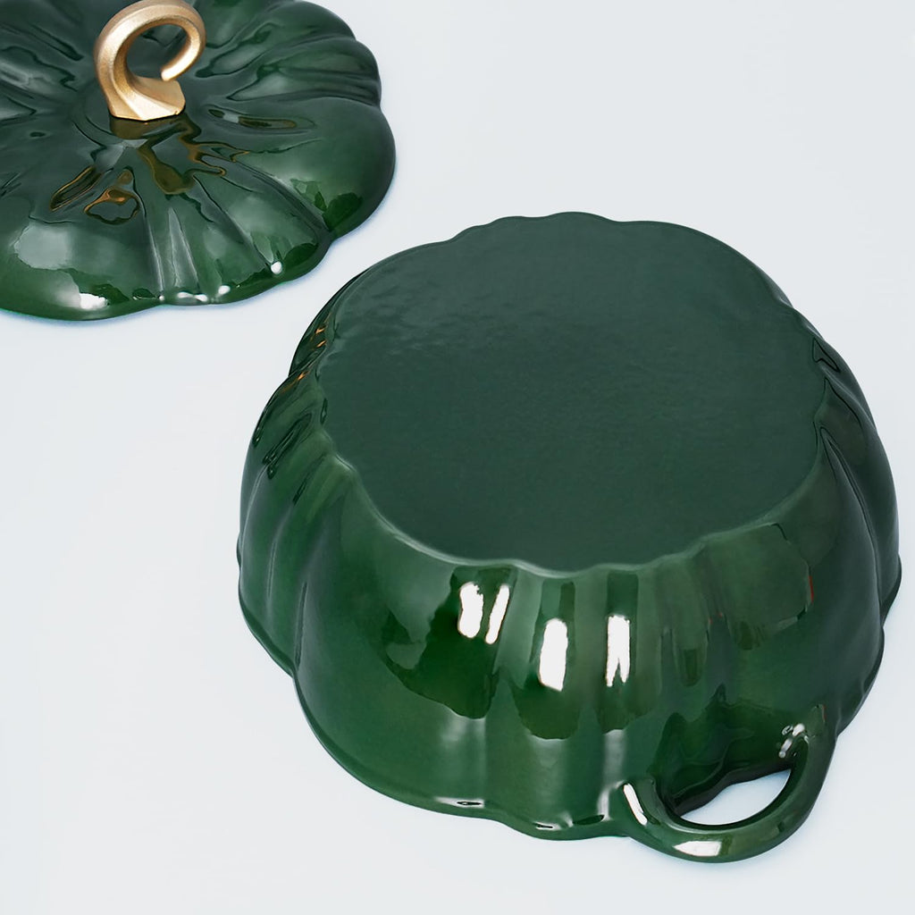 Pumpkin Dutch Oven Pot with Lid 3.8 Qt, Enameled Cast Iron, Halloween Decor