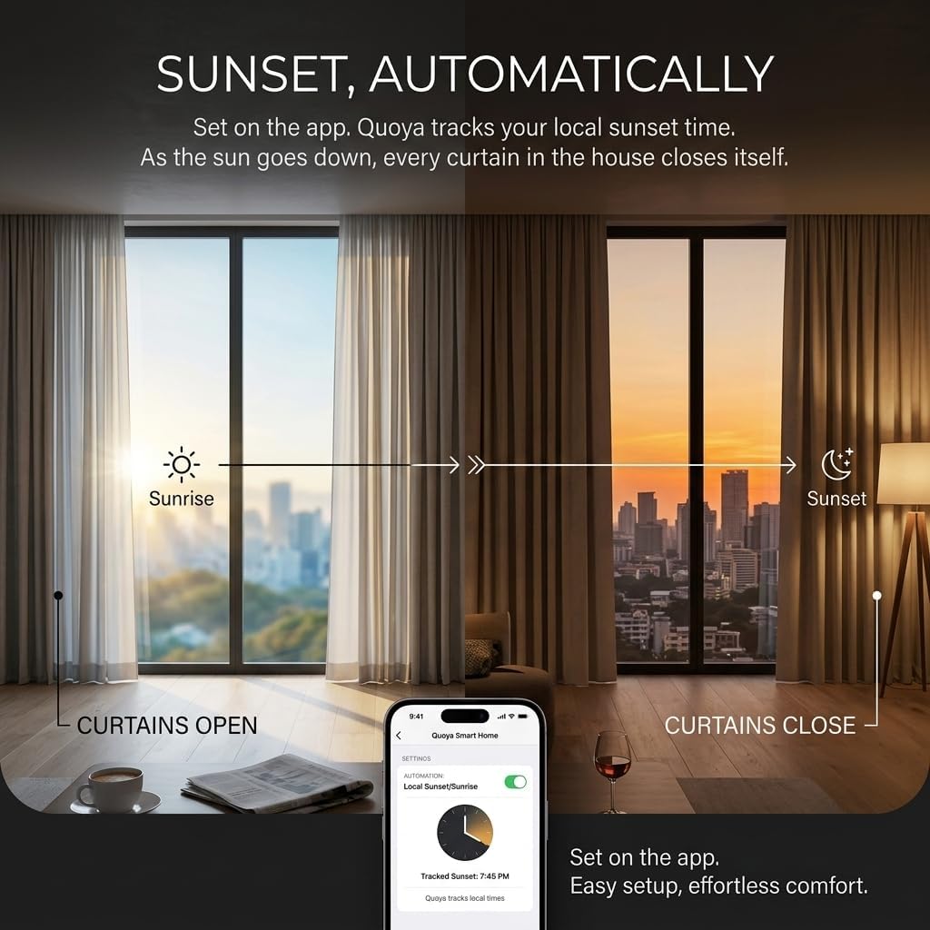 Smart Electric Curtain Track, Motorized motor, Adjustable track length, compatible with Alexa, google, Siri, Apple