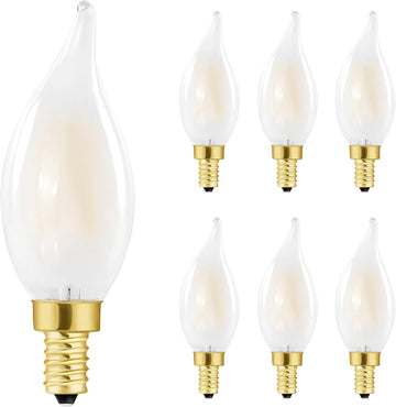 E12 Frosted LED Candelabra Candle Bulb 60W Dimmable 2700k Warm Bulb