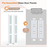 Preassembled Bi-Fold Doors, for 32"x 80" Opening,Tempered Frosted Glass Closet Folding Barn Door wit