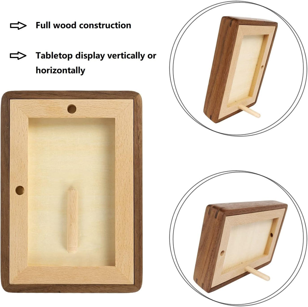 Handcrafted Natural Wood Picture Frame with Mat for Wall and Tabletop display (Walnut, 8x8 matted to 6x6)