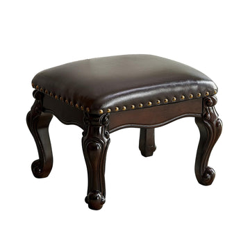 Foot Rest Ottoman - Microfiber Leather Upholstered Stool, Sofa, Entryway - Solid Wood (Black, Brown)