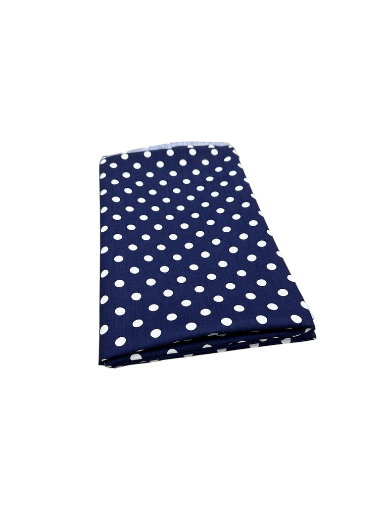Small Polka Dot White Dots on Navy 58 Inch Fabric by The Yard