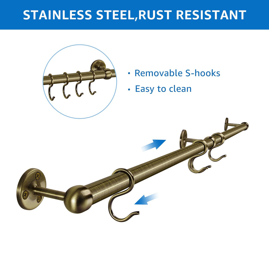 Hanging Pot Rack Hanger: 39.4 Inch Stainless Steel Pot and Pan Hanger Pot Rack Wall Mounted Hanging Pots and Pans