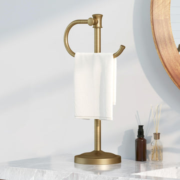 Stand Hand Towel Holder, Countertop Towel Bar, Antique Brass