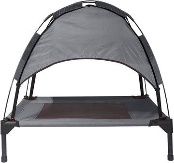 Elevated Dog Bed with Removable Canopy, Small, Grey