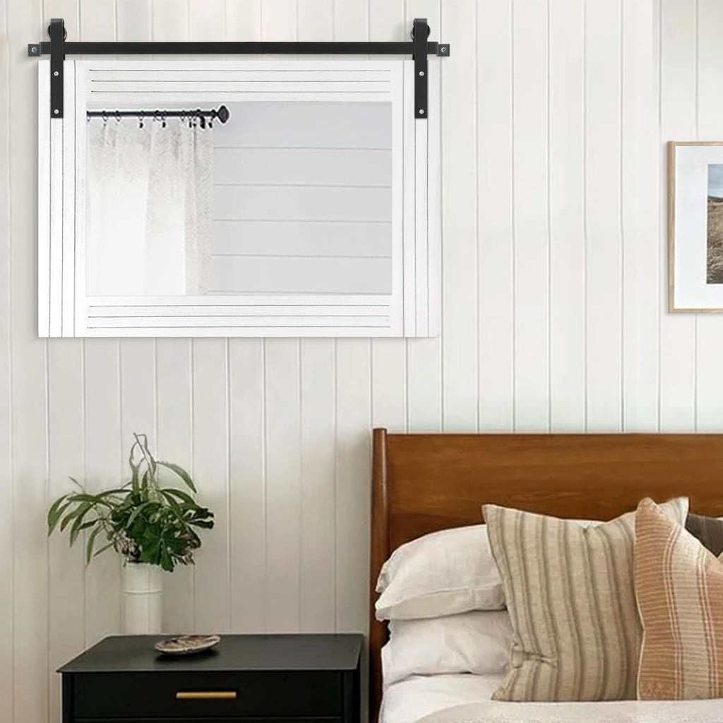 Farmhouse Wall Mirror Large Rectangle Wood Framed Mirrors Decor Bedroom Living Room Entryway Horizontal 18"x26"