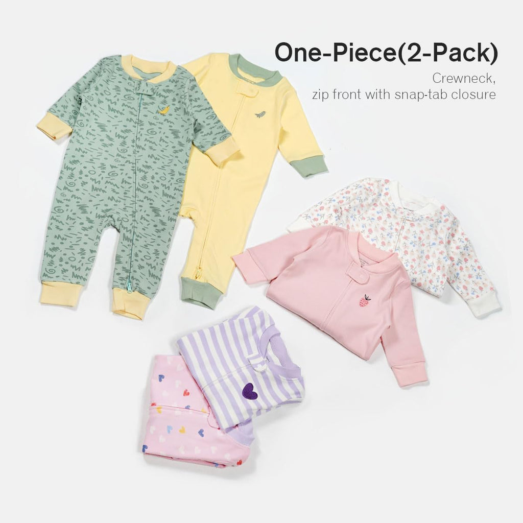 Unisex Baby Pack 100% Cotton Romper Two Way Zipper Footless Pajamas