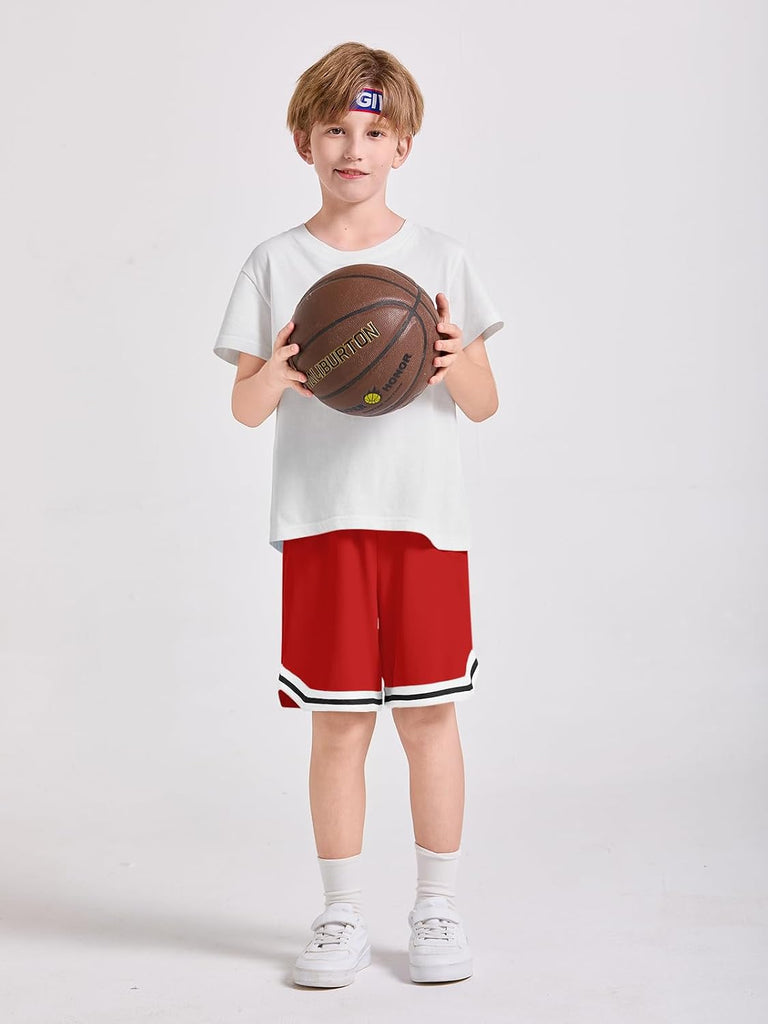 Boys Athletic Shorts Kids Youth Quick Dry Elastic Performance Basketball Shorts with Pockets