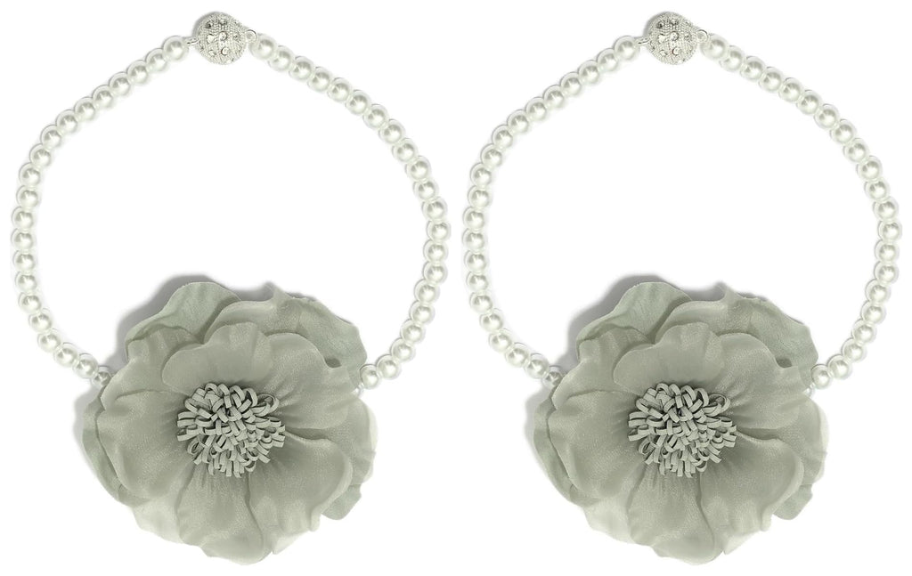 Pearl Flower Magnetic Curtain Tieback, Green