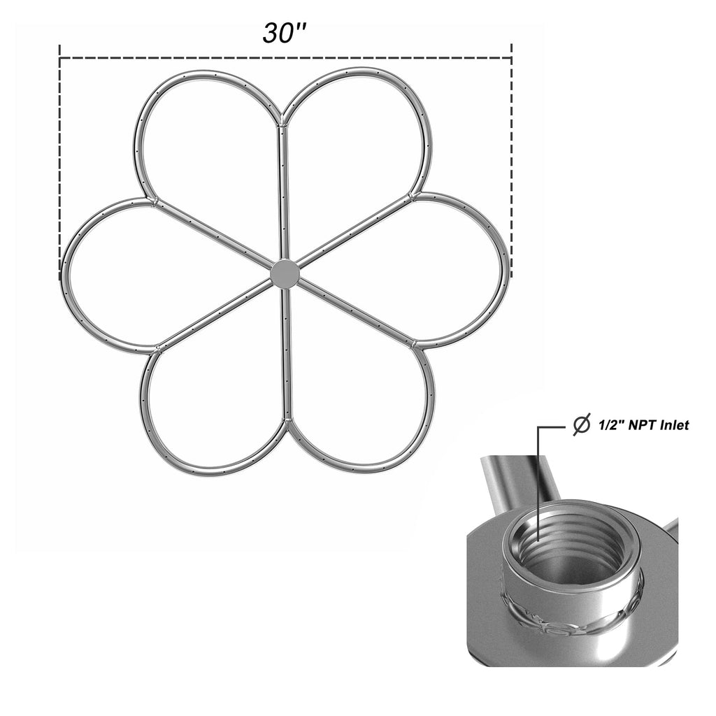 30-Inch 304 Stainless Steel Fire Pit Burner