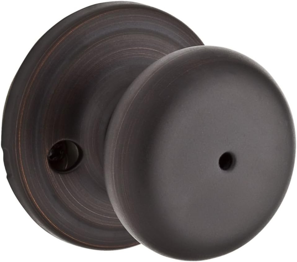 Hancock Interior Privacy Door Knob with Lock, Door Handle , Venetian Bronze Keyless Turn Lock Doorknob, with Antimicrobial Protection