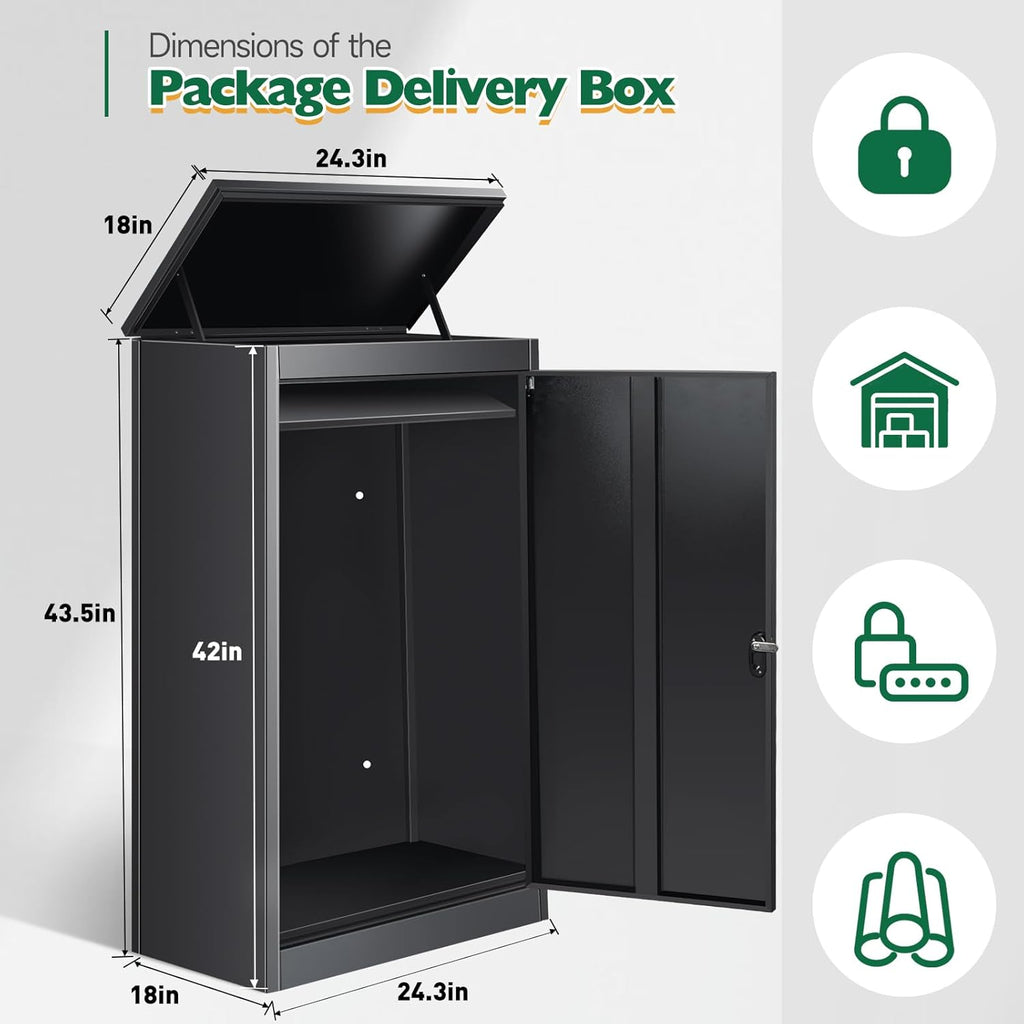 Package Delivery Boxes Drop Boxes with Secure Storage, Anti-Theft Galvanized Steel,Waterproof Package Delivery Box Porch
