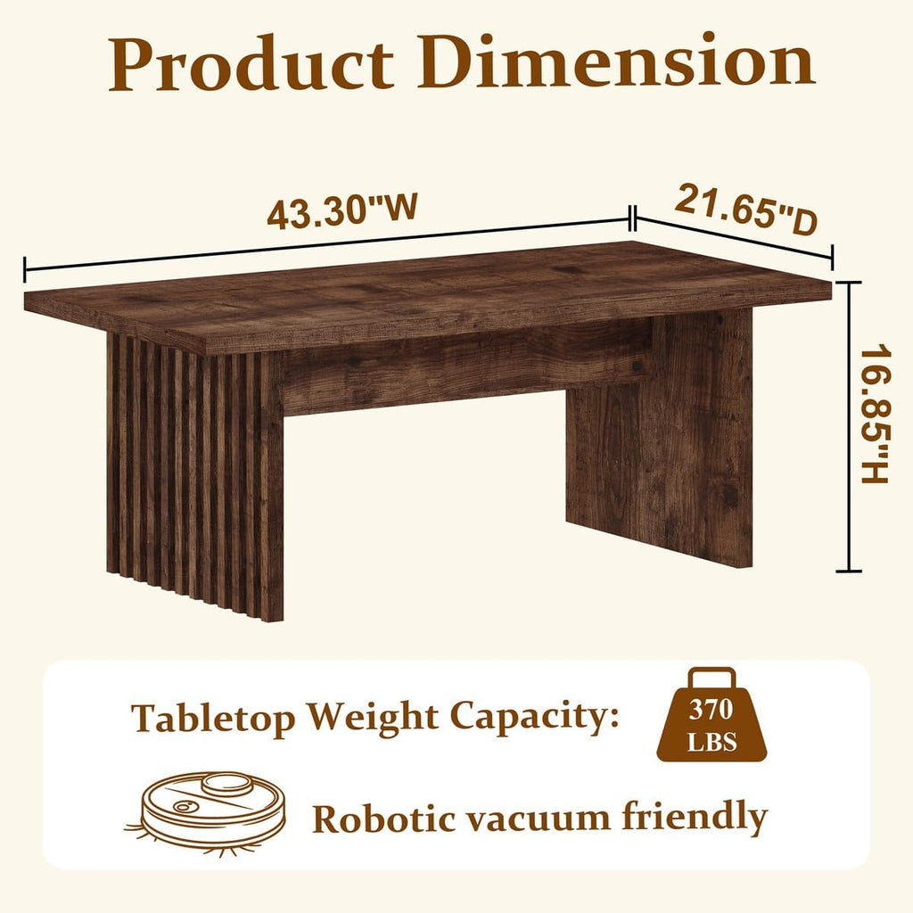 Coffee Table, Farmhouse Wood Center Table, Rectangle Mid-Century Living Room Tables